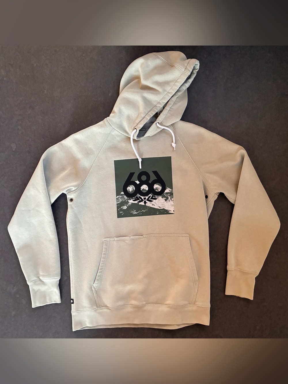 686 Men's Hoodie in Mint with Dark Green Graphic Small